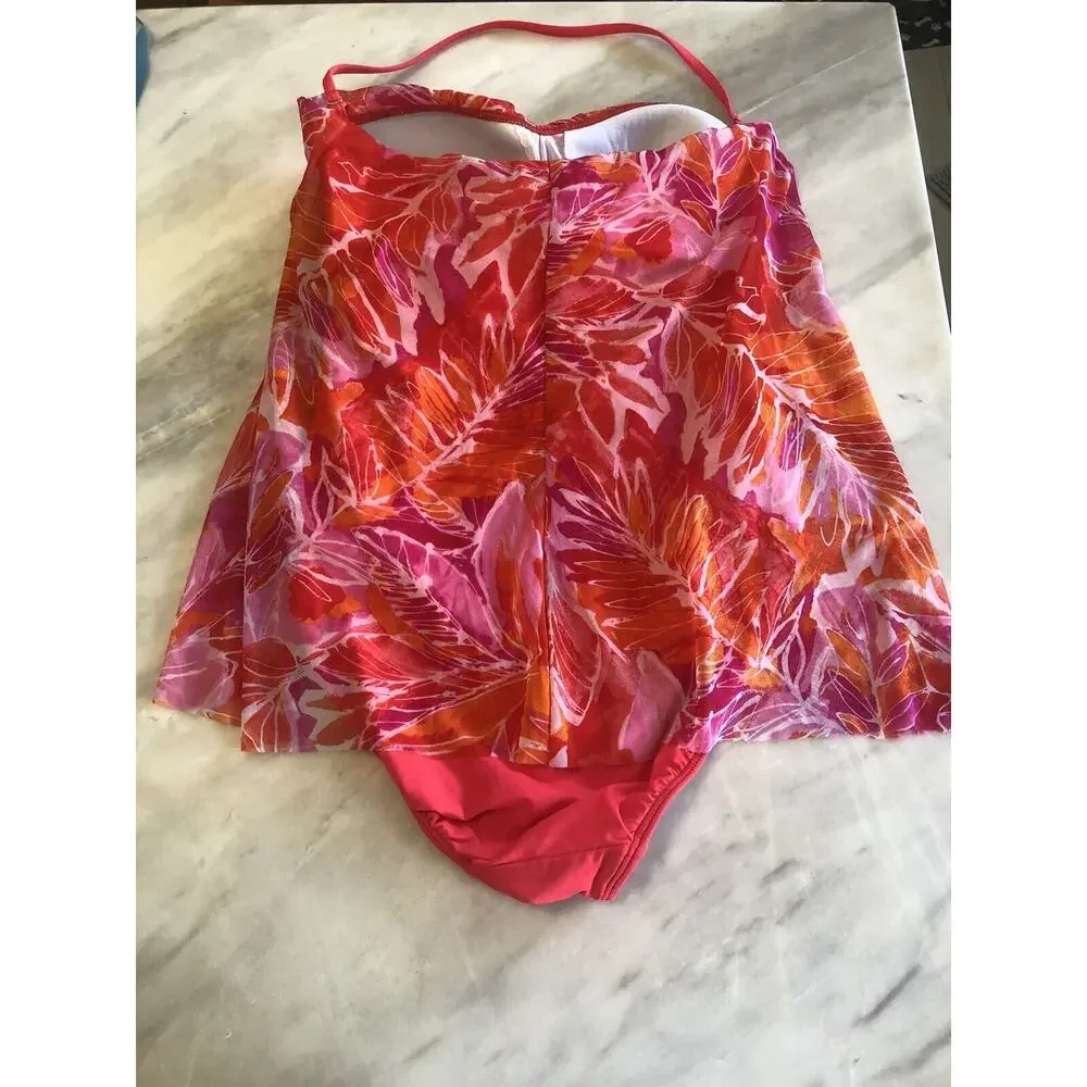 Ralph Lauren Pink Lush Tropical Print Fly Away One Piece Swimsuit Size 6